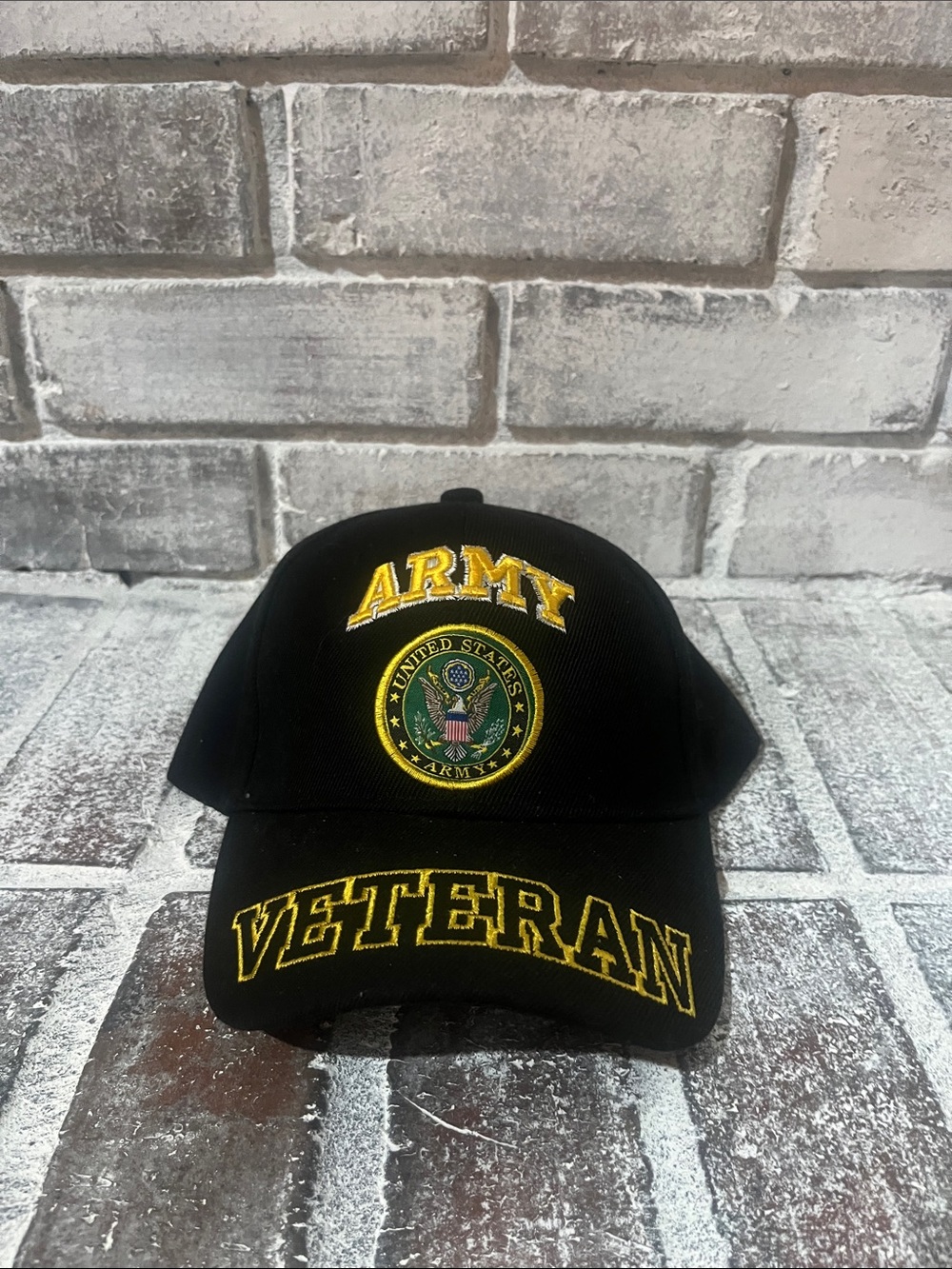 Black Army Veteran Embroidered Cap